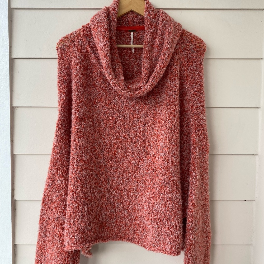 FREE PEOPLE • Cowl Neck BFF Knit Sweater in Scarlet Flame Size XL - Picture 14 of 15